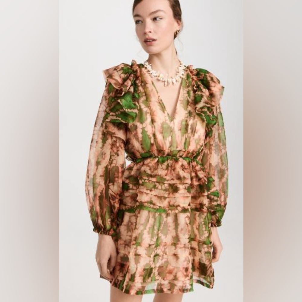 NWT Ulla Johnson Adelaide Silk Ruffles Mini Dress Serpentine Sz 6 Spring Summer - Picture 6 of 16